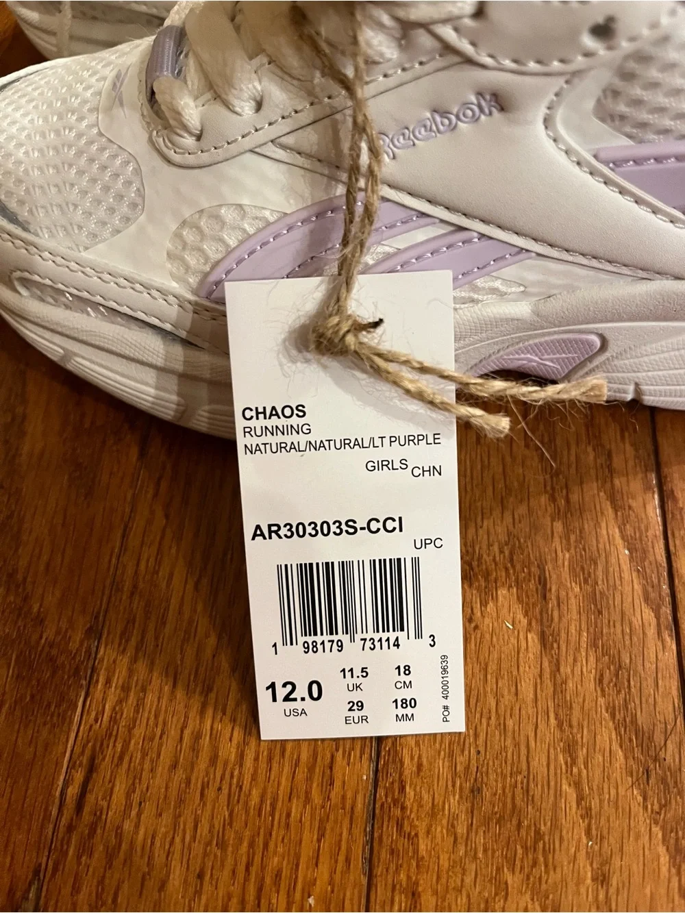 NWT Reebok Girls Chaos Running Shoes - Toddler / Little Kids Size 12